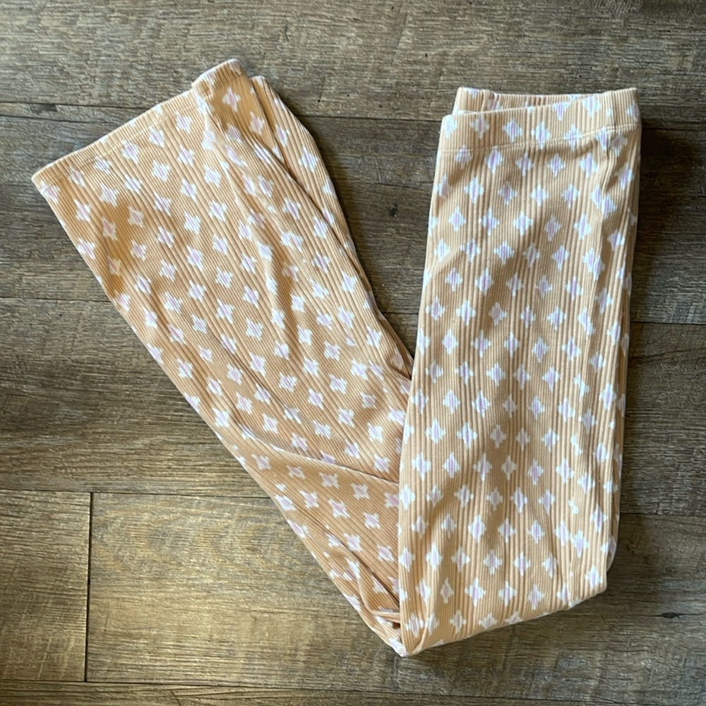 Aerie knit ribbed floral print flared pants